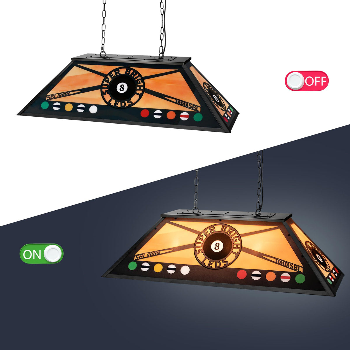 Vintage Pool Table Light Fixture, Tiffany Pool Table Lights Hanging Over 7'-8' Pool Table, 43" Billiard Table