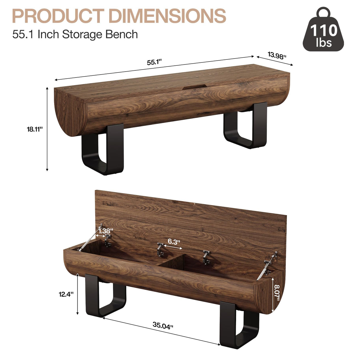 55.1" Storage Bench, Farmhouse Lift Top Entryway Shoe Bench