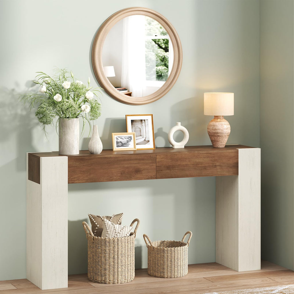 47" Entryway Console Table with 2 Drawers, Farmhouse Sofa Table