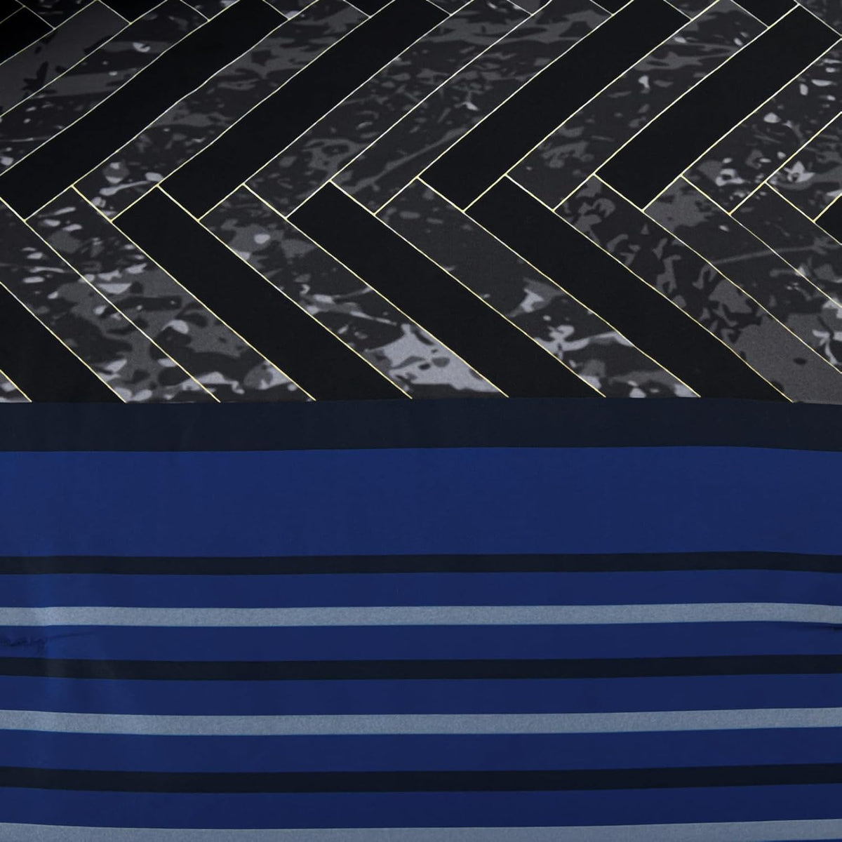 Blue Comforter Set, 7 Pieces Stripe Geometric Bed in a Bag, Geometric Comforter and Sheet Set