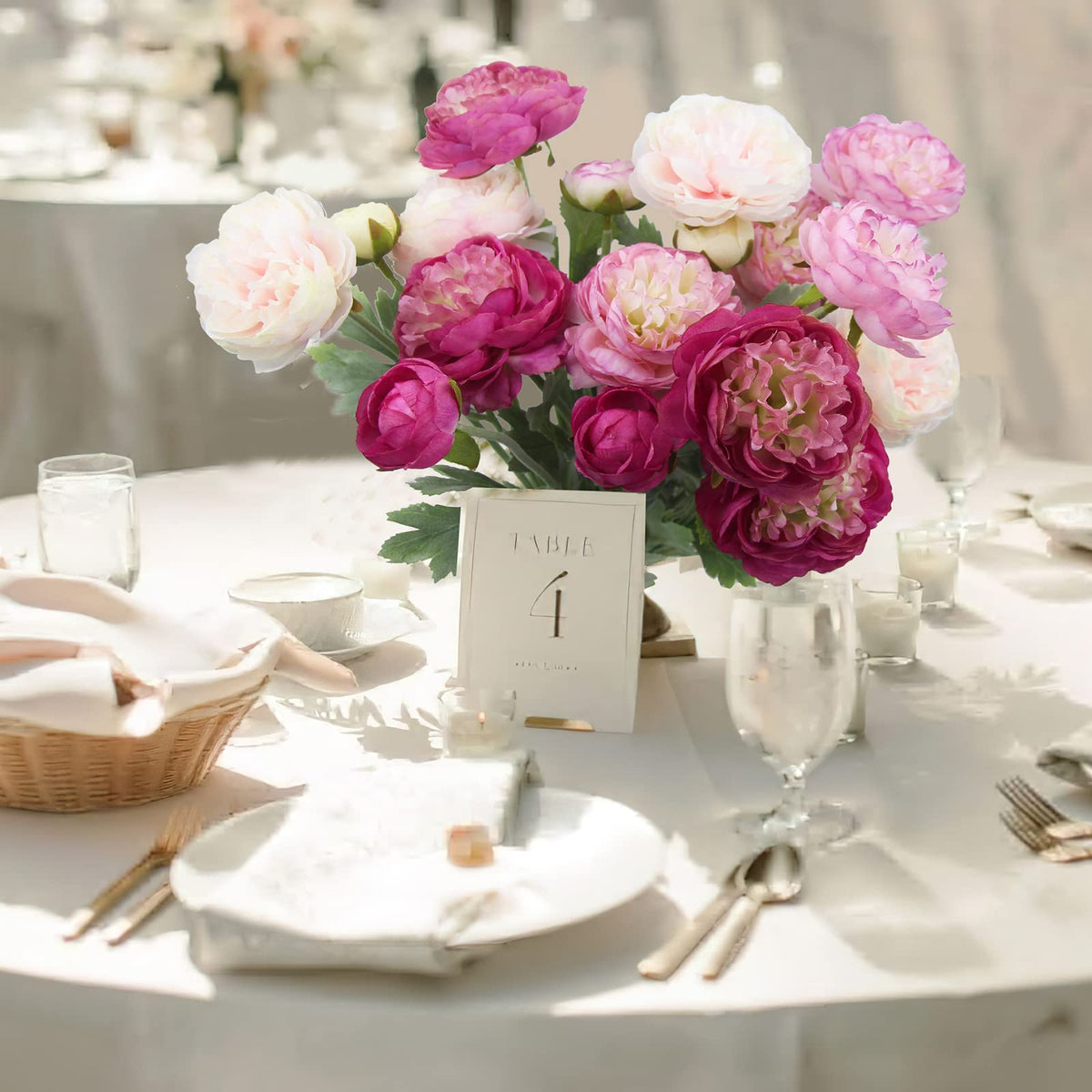 6 Pcs Artificial Flowers Silk Peony Rose Single Stem Artificial Ranunculus Flowers Faux Peony Bouquet Floral