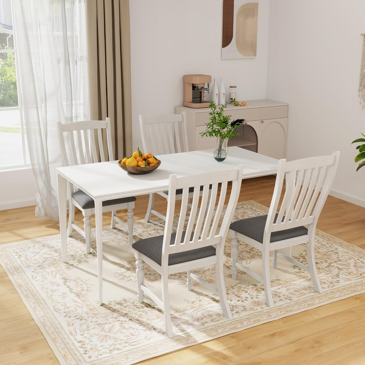 Wood Dining Chairs Set of 2, Farmhouse Kitchen Chairs with Solid Wood Frame, Max Load 355 Lbs, Armless Upholstered