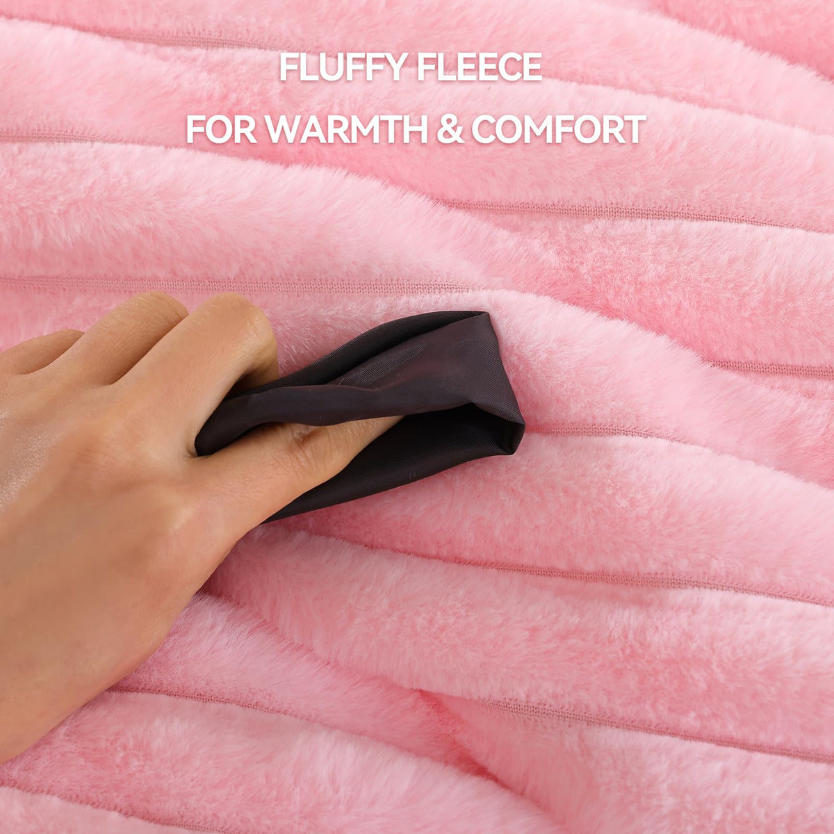 Fluffy Comforter Sets, 3 Pieces Soft Faux Fur Bed Set, Pink