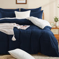 Organic Cotton Duvet Cover, Pleated, Navy Blue