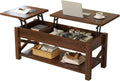 Coffee Table, 47.2" Lift Top with Hidden Compartment, 2 Way Lift Top Coffee Table with Open Shelf & X Wooded Support