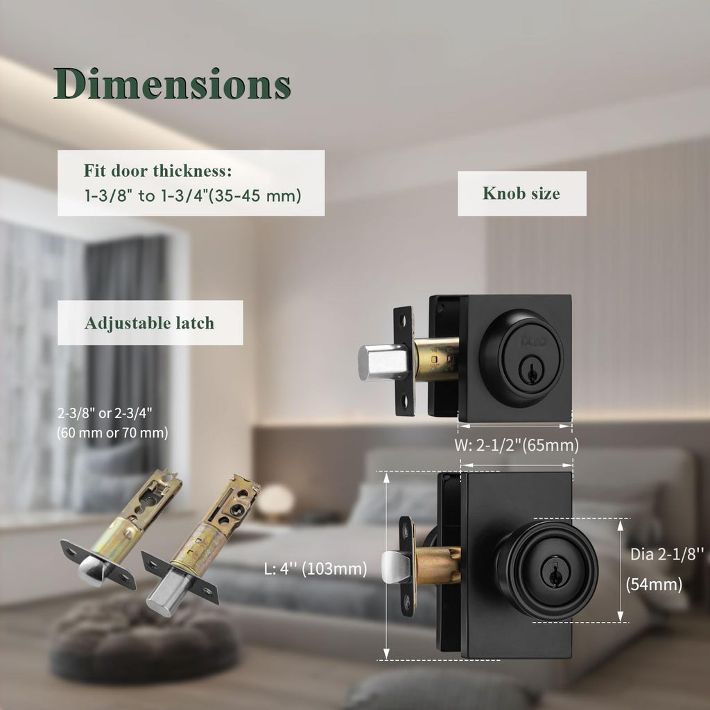 Black Door Knobs Interior, Keyed Alike Exterior Door Lock Set