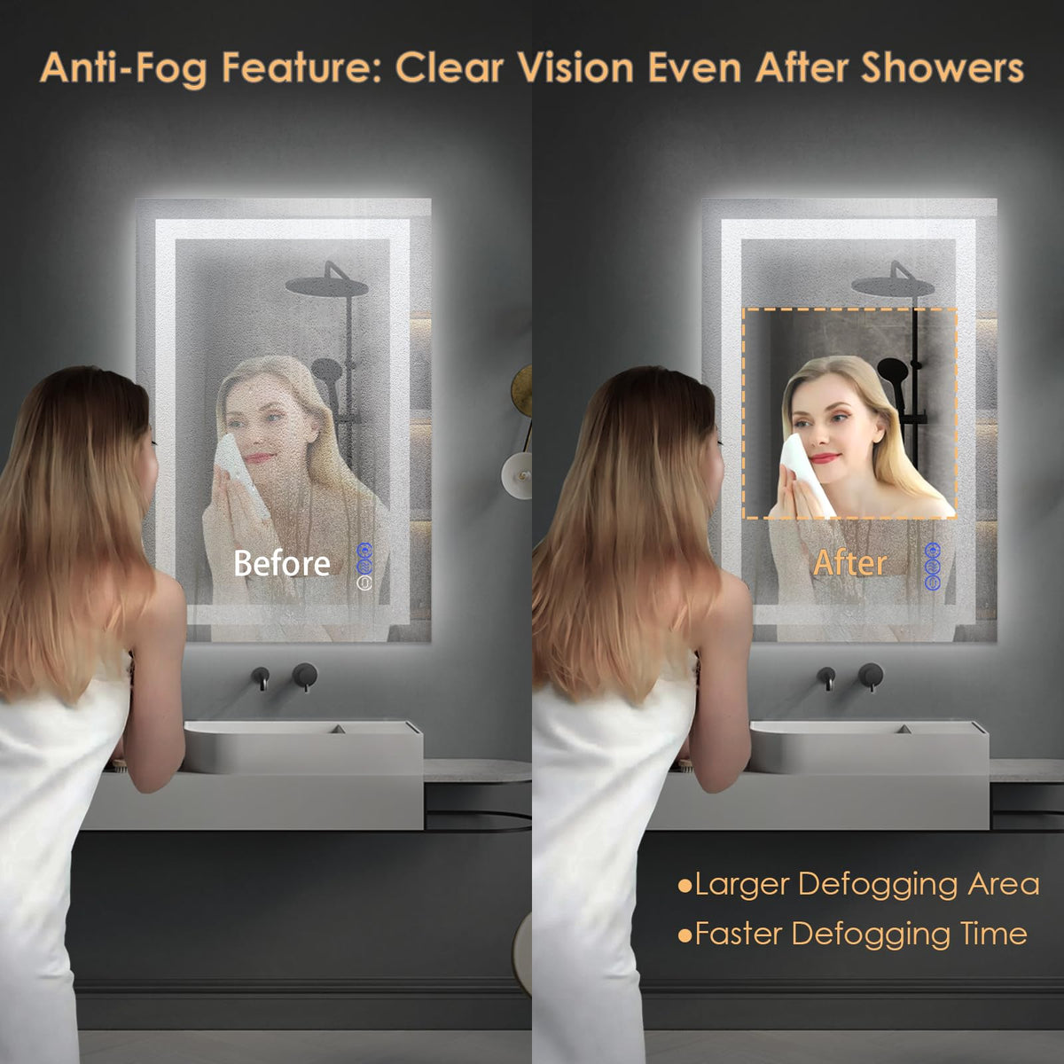 LED Bathroom Mirror, Vanity Mirror with Light for Wall 16"L x 24"W