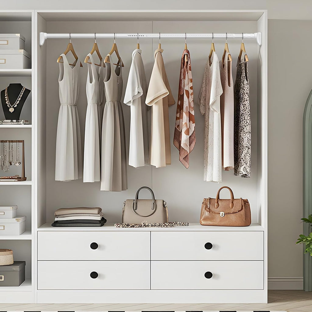 White Closet Rods For Hanging Clothes,41-67 In heavy duty tension rod