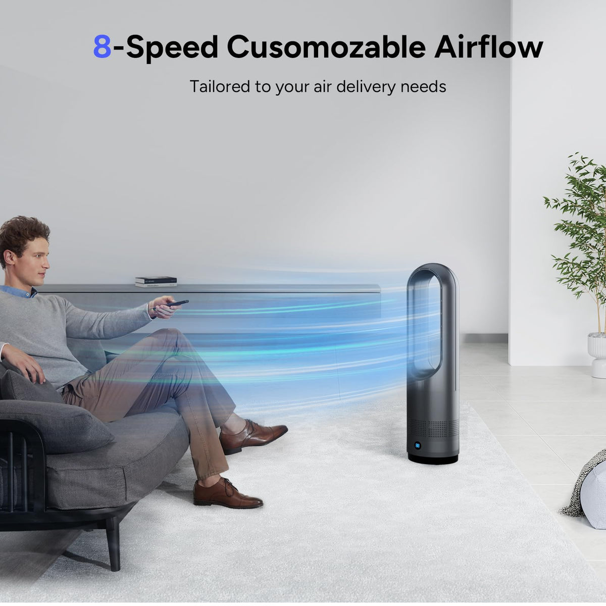 Bladeless Fan,22Inch Hot & Cooling Combo Tower Fan 80° Oscillating, 9H Timer, 8 Speeds, Portable Quiet for Indoor