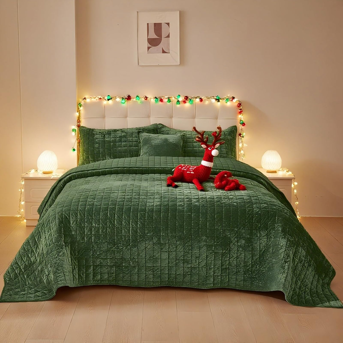 Quilt Set 98x106 Luxurious Velvet Bedding Sets with 2 Pillow Shams 20x36 3 Pieces Ultra Soft Quilted