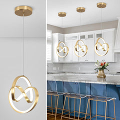 Modern LED Pendant Lights Kitchen Island, 6000K LED Chandelier Adjustable Height Gold Hanging Light Fixture Island