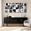 Set of 3 Framed Canvas Pictures - Modern Kitchen Wall Decor, Black & White Utensil Prints, Minimalist Canvas Art