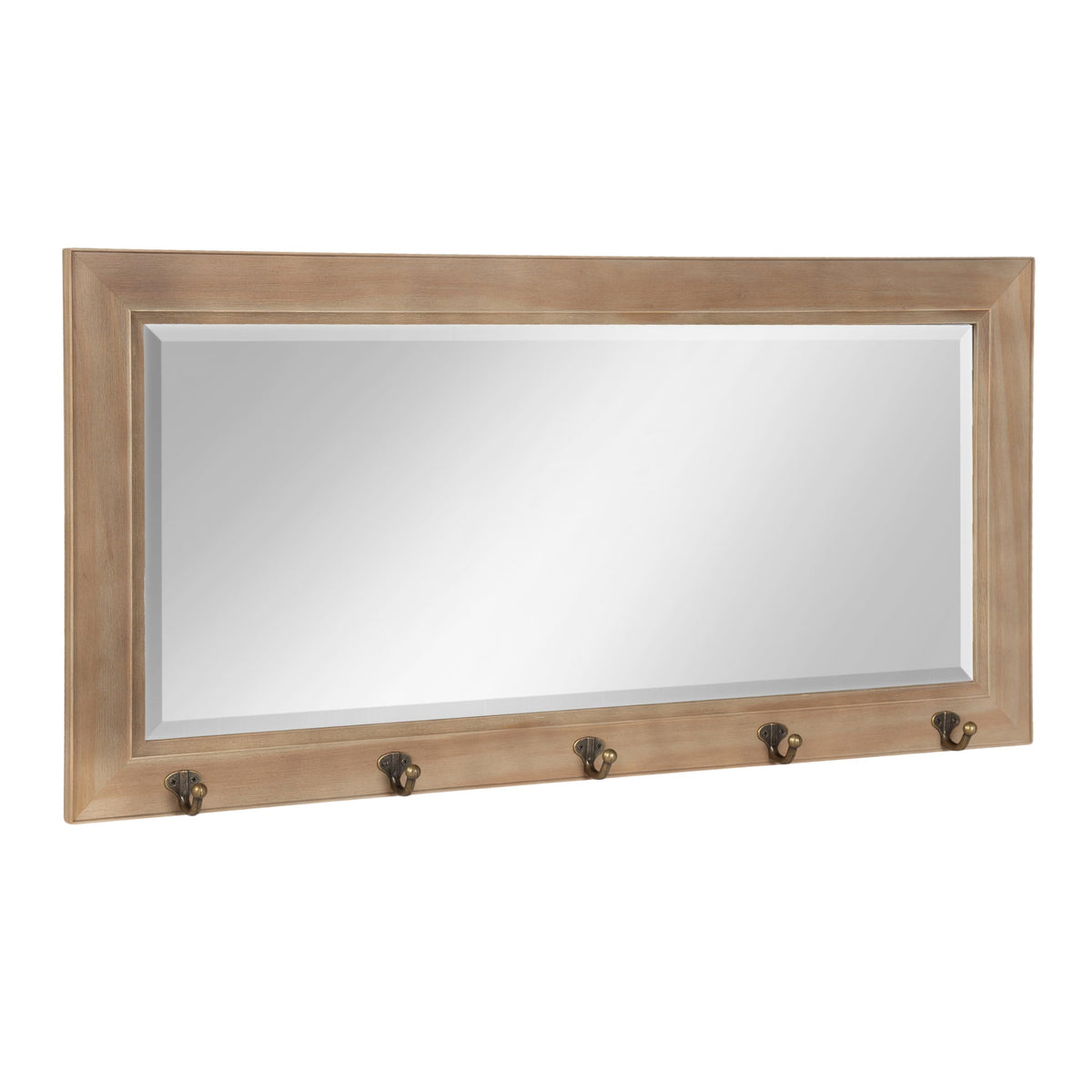 Pub Mirror with 5 Metal Hooks, Rustic Gray
