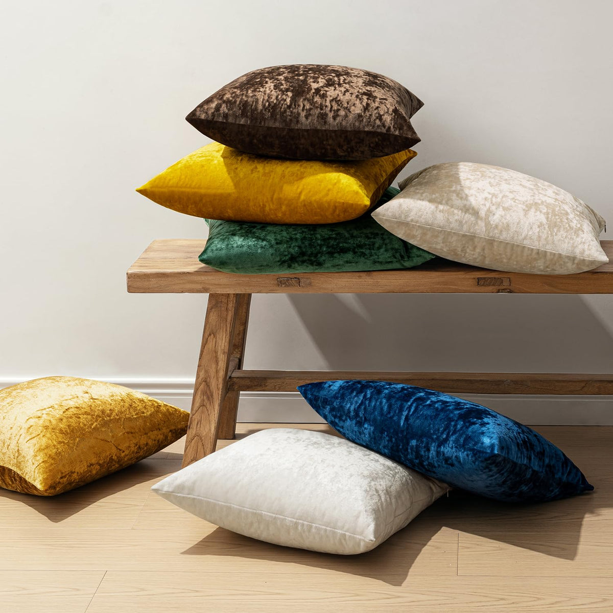 Fall Velvet Throw Pillow Cover Brown 20x20 inch Set of 2