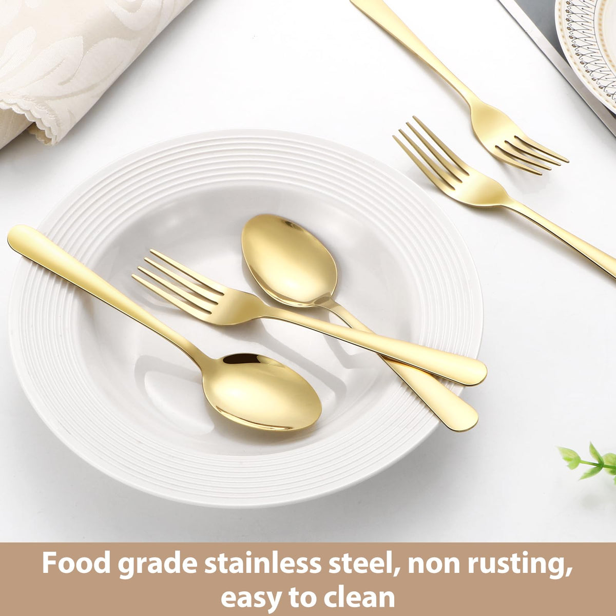 32-Piece Forks and Spoons Set, Premium Stainless Steel Silverware, Mirror Polished & Dishwasher Safe, Food Grade