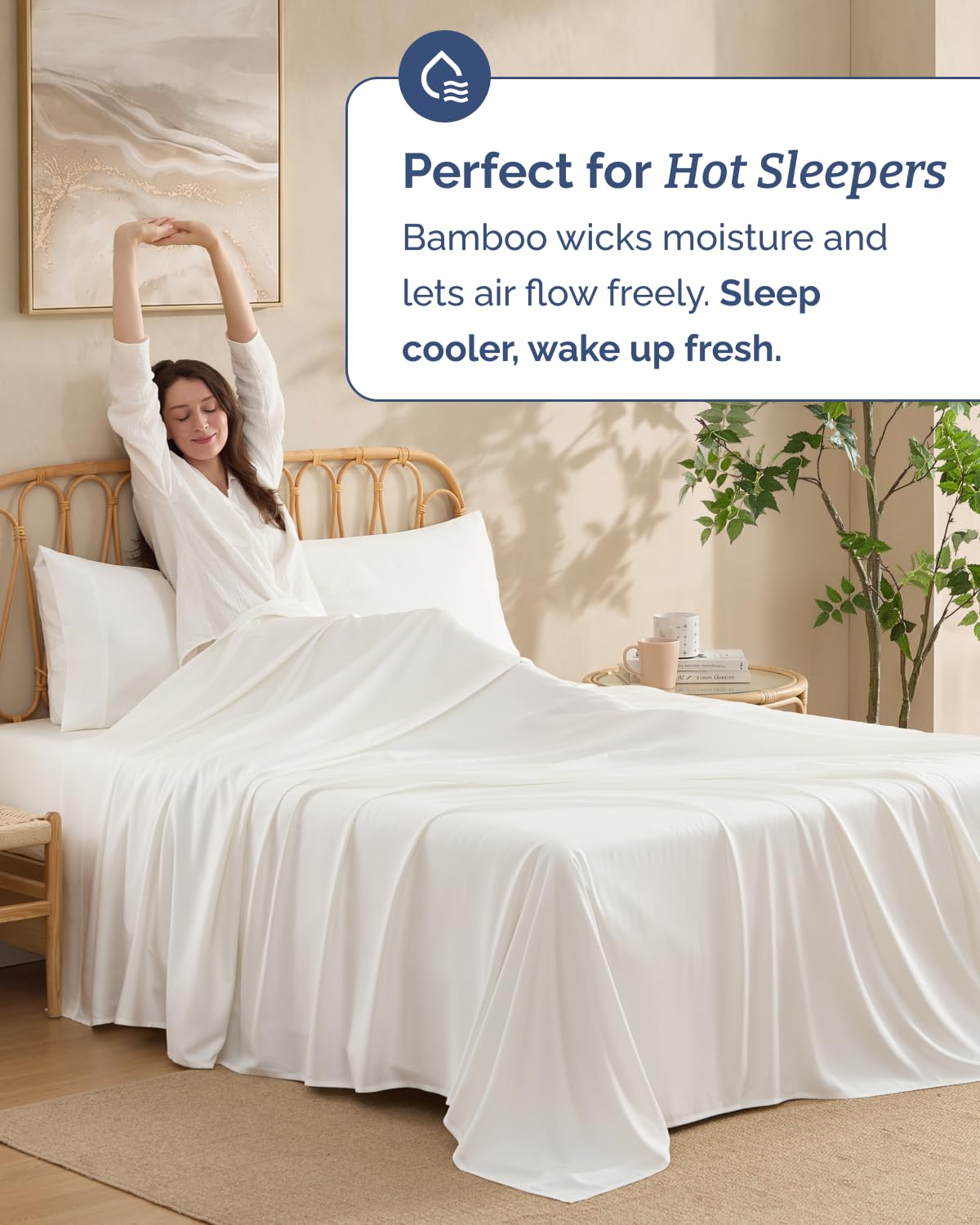 100% Rayon Derived from Bamboo - Bamboo Sheets - Antique White