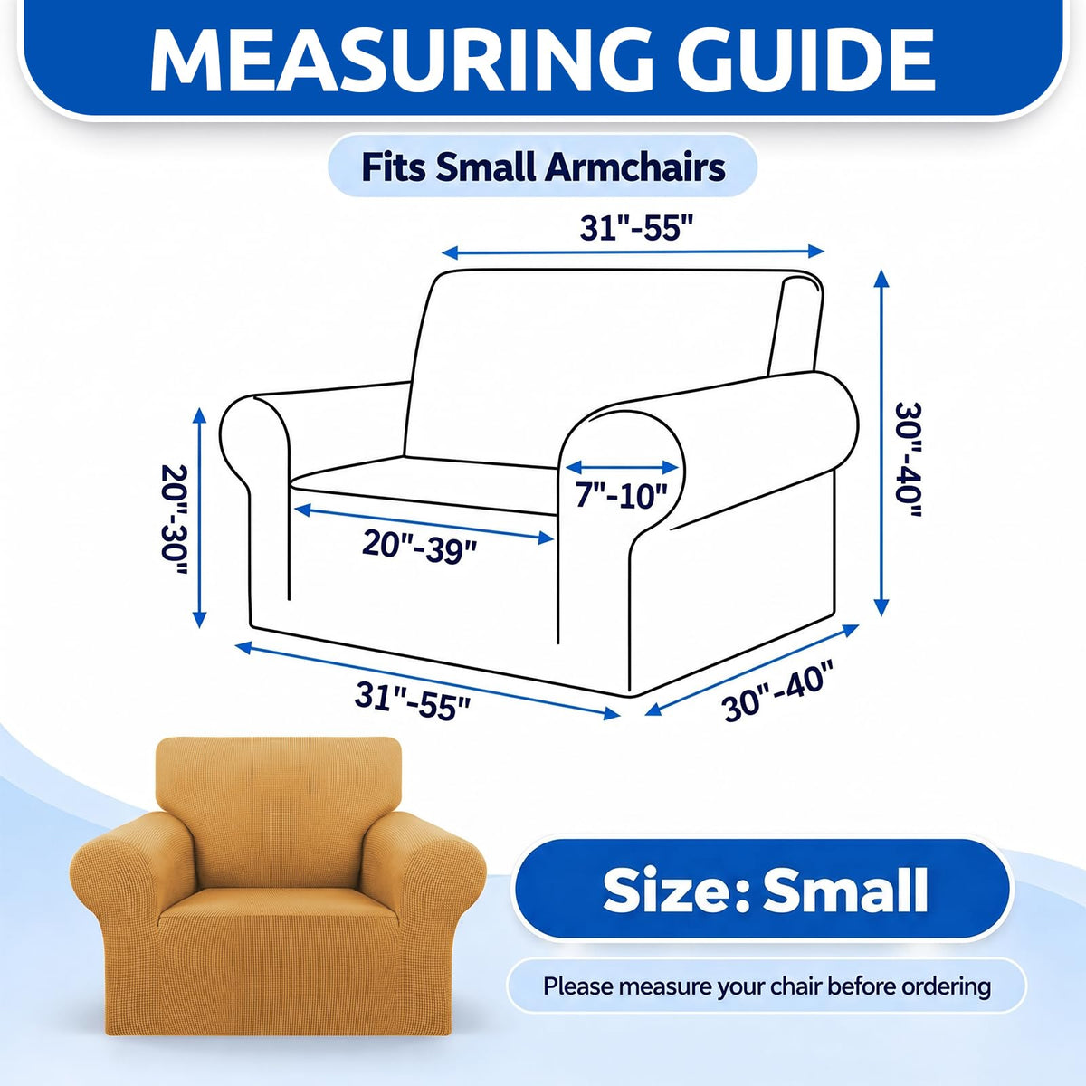 Stretch Chair Sofa Slipcover, Single Couch Cover, Golden