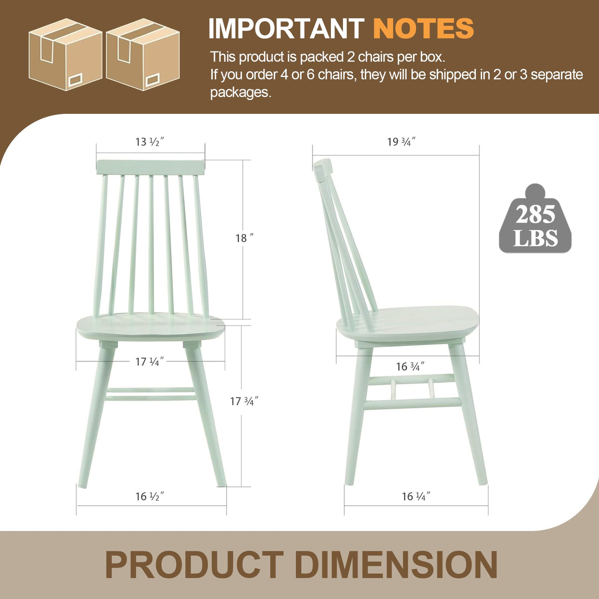 Wood Dining Chairs Set of 6, Mint