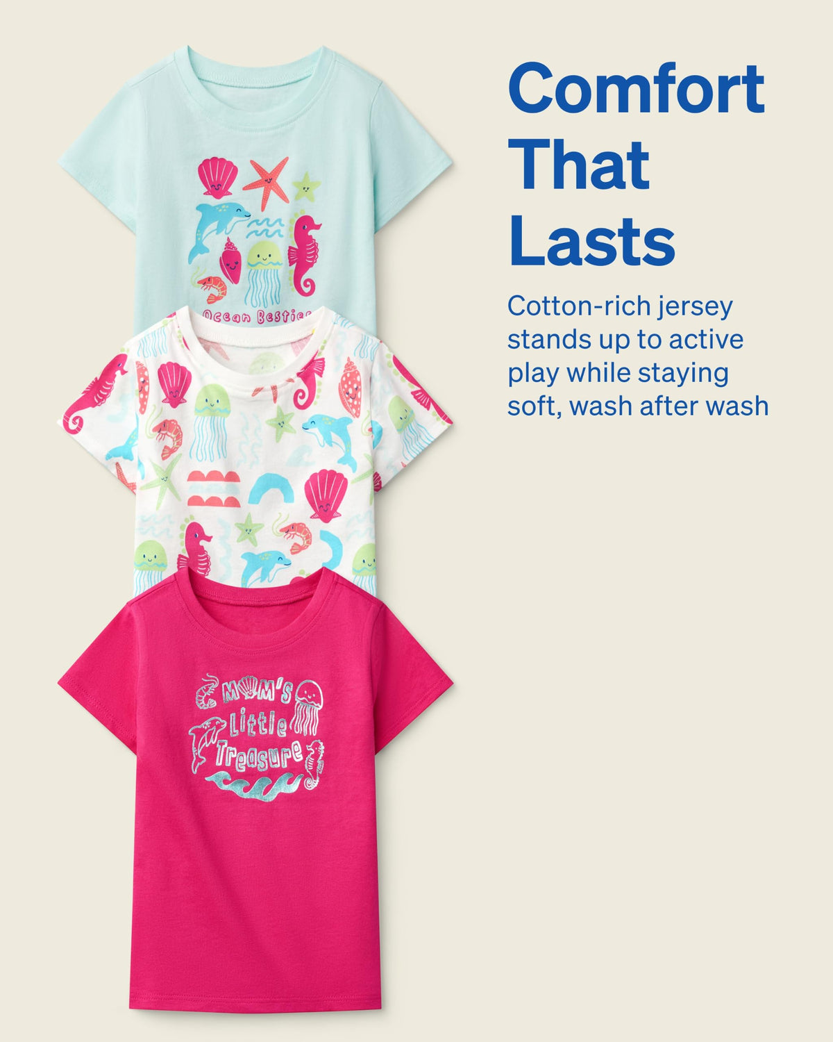 Baby Girl Mermaid T-Shirt, Pack