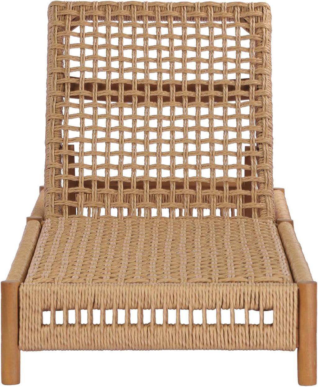 Acacia Wood Chaise Lounge Chair Outdoor Set of 2, Poolside Sun Lounger Recliner with Wicker Seat, Patio