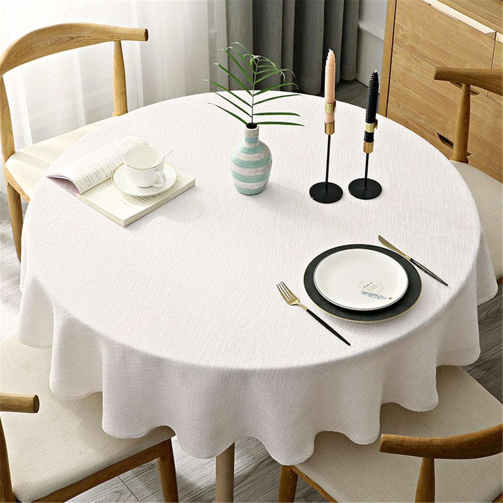Heavy Weight Round Tablecloth, Decorative Solid Color Table Cover, Cotton Linen Table Cloth Dining Home Tabletop
