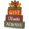 4 Pcs Thanksgiving Turkey Table Decor Wooden Sign Blocks
