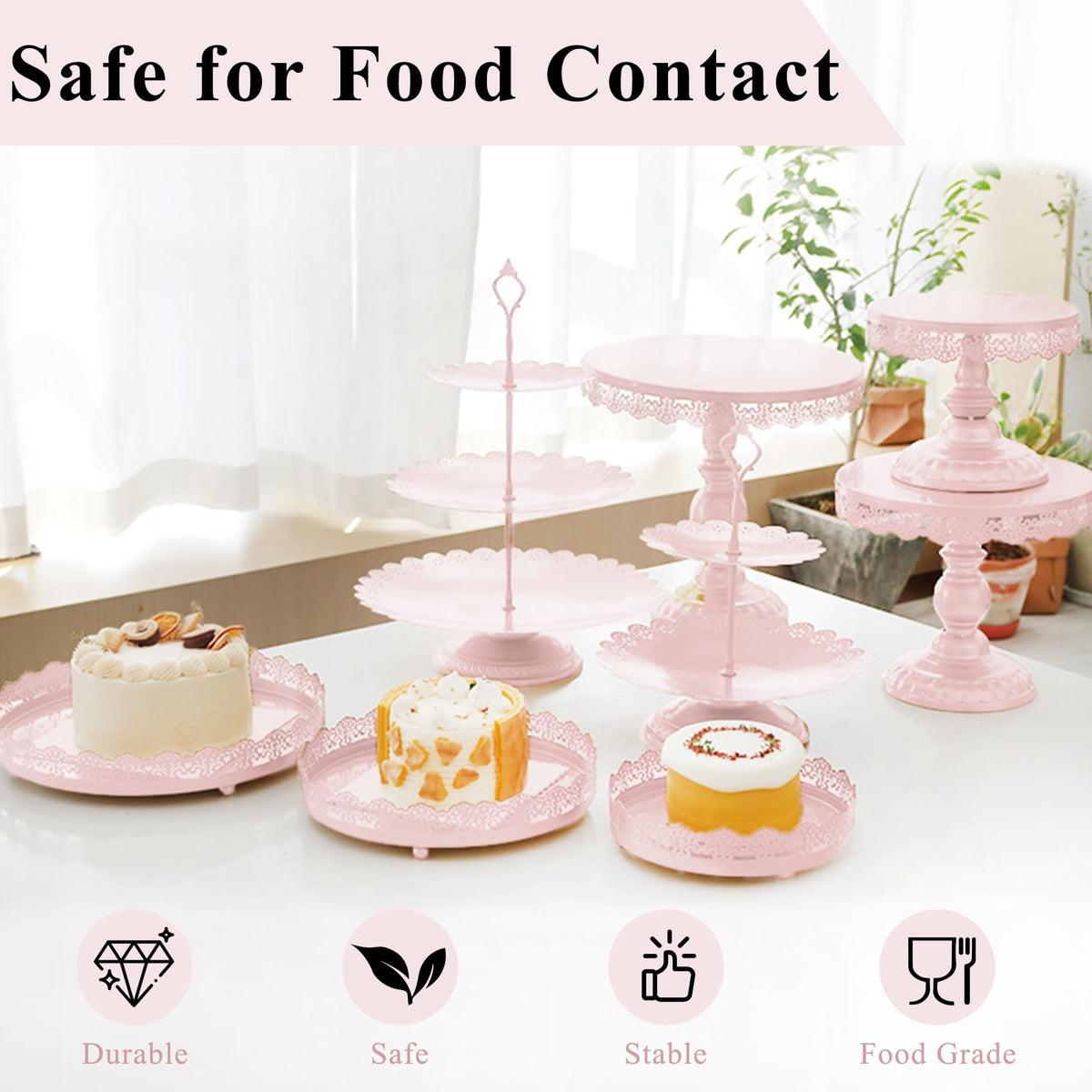 Set of 9 Metal Cupcake Stand Set Multiple Styles Candy Fruit Display Tower Dessert Plate Cake Serving Tray for