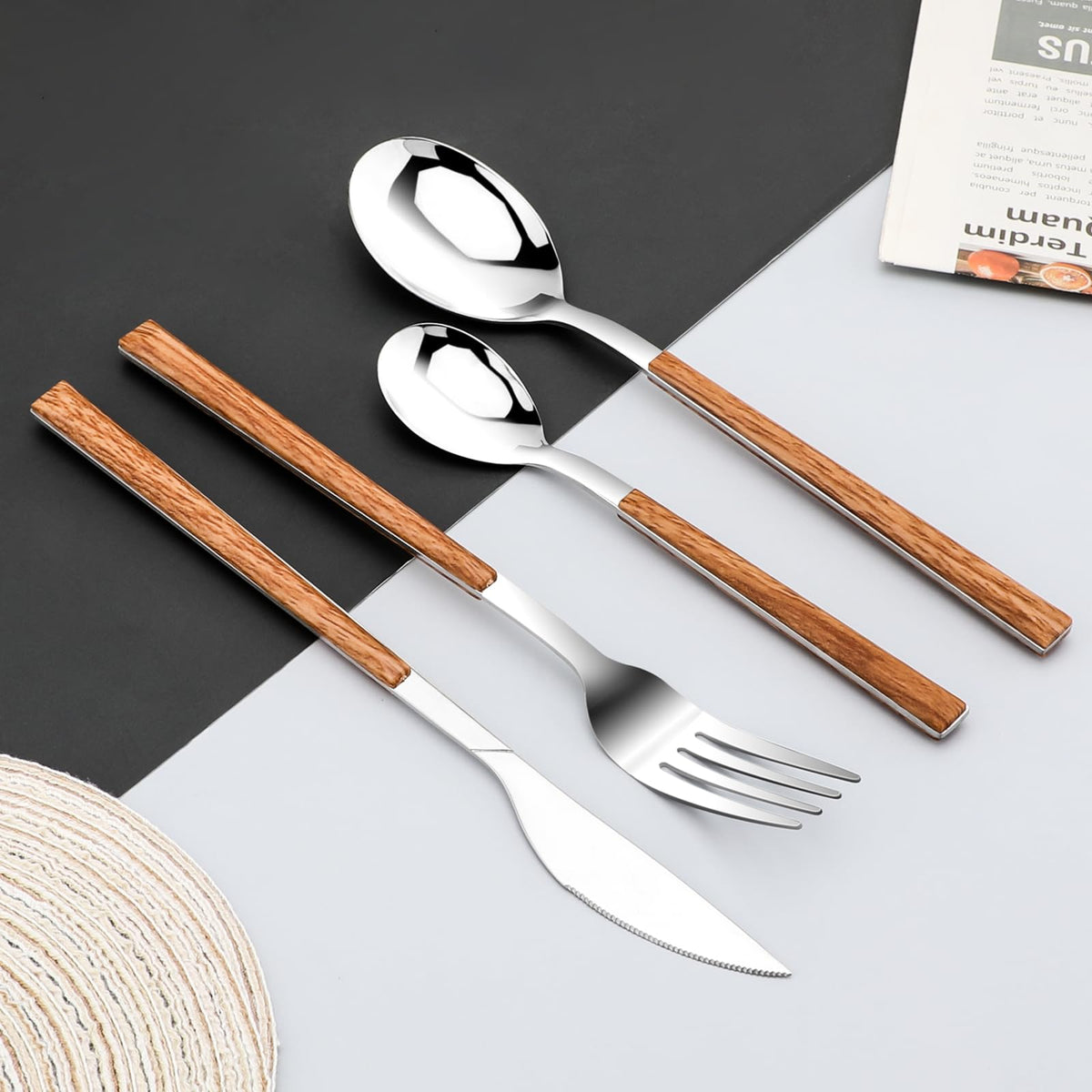 Stainless Steel Flatware Set for 4, Cutlery Utensils Set Include Knives/Forks/Spoons Service for 4, Mirror Polished