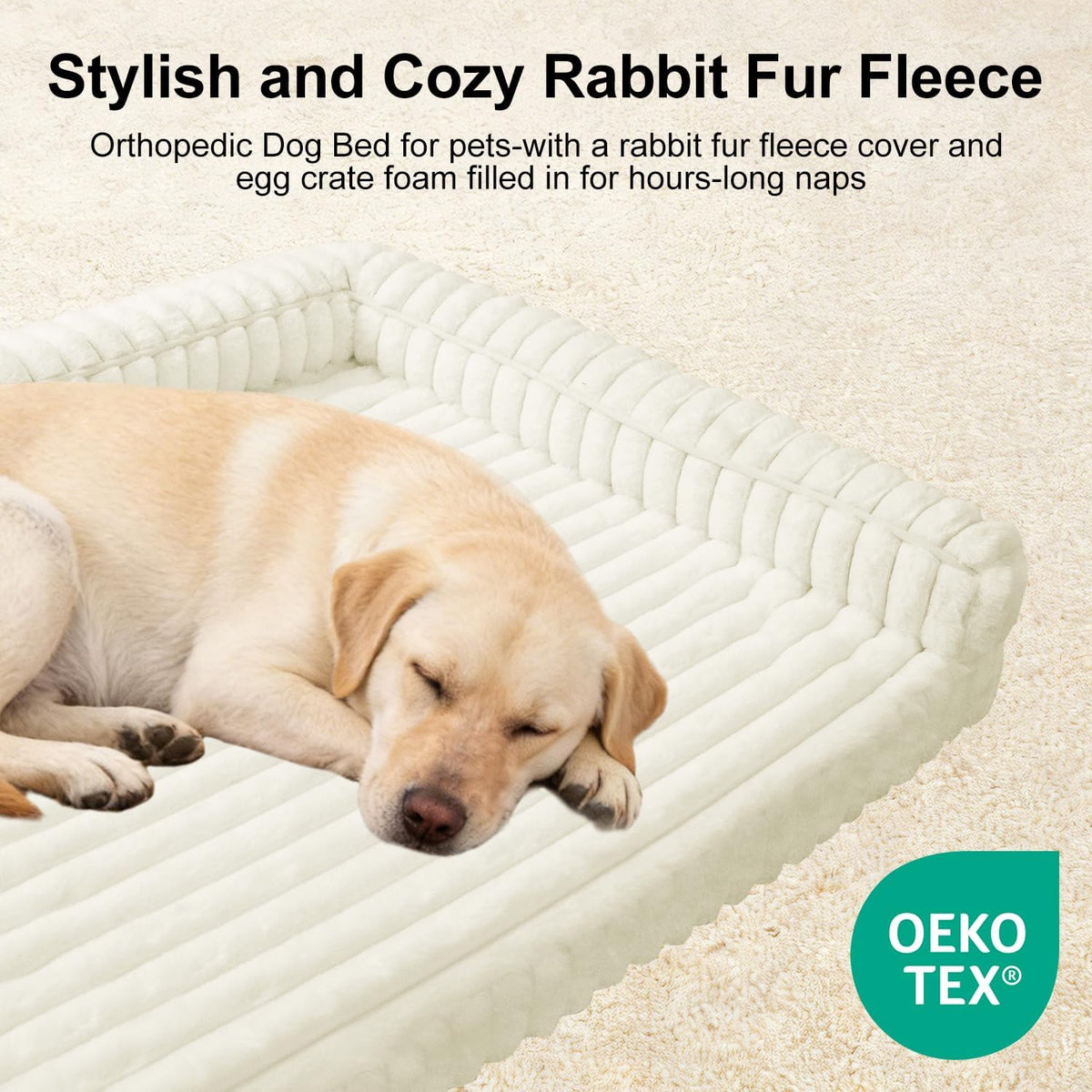 Waterproof Orthopedic Dog Bed for Meduim Dogs Beige