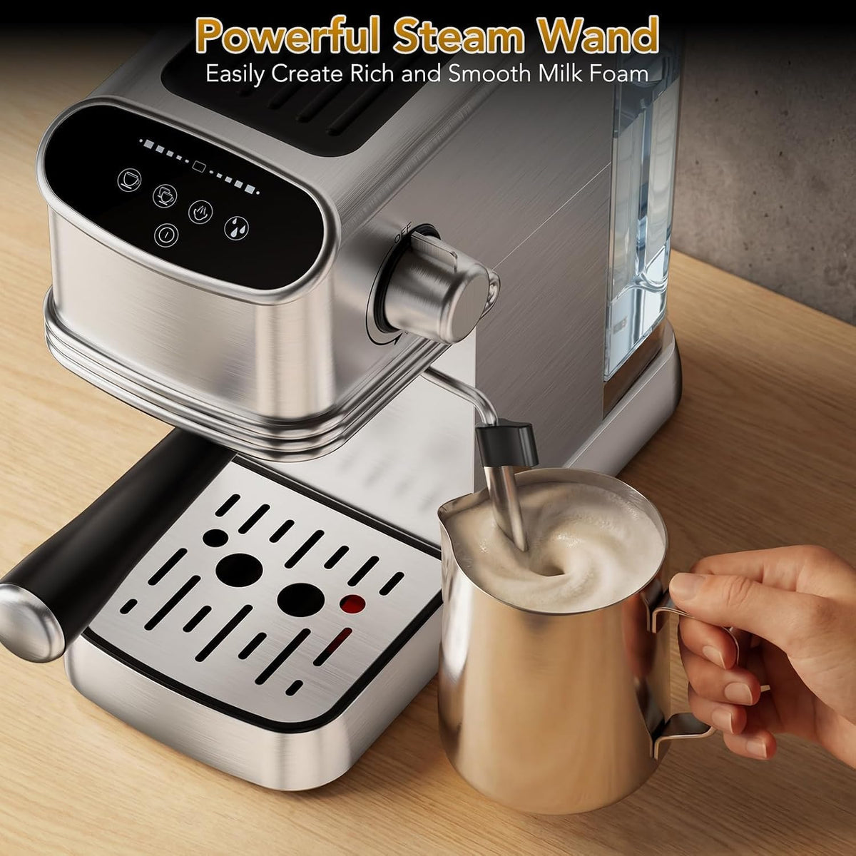 Espresso Machine Stainless Coffee Machine with Milk Frother