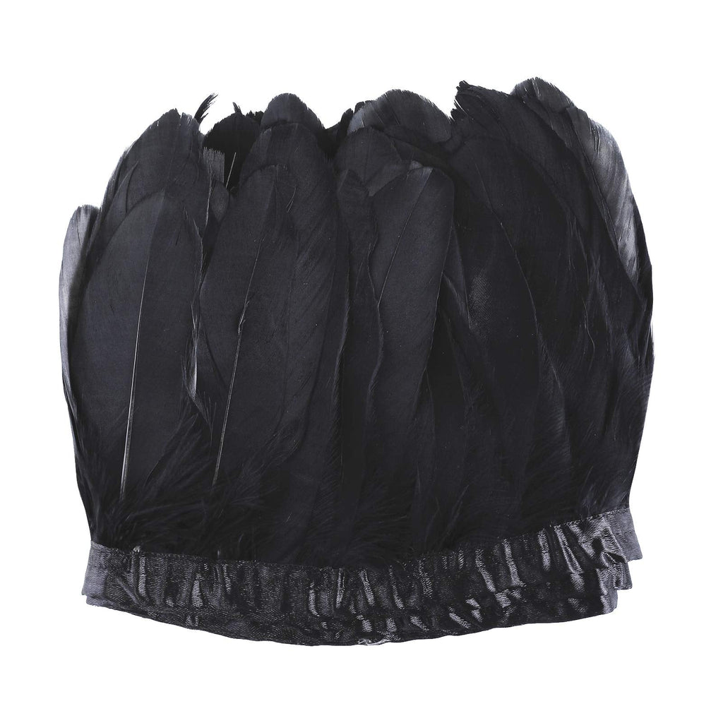 Duck Goose Feather Trim Fringe 2 Yards (Black)