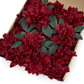 Burgundy Dahlia Artificial Flowers with Stems, 24 PCS, Silk