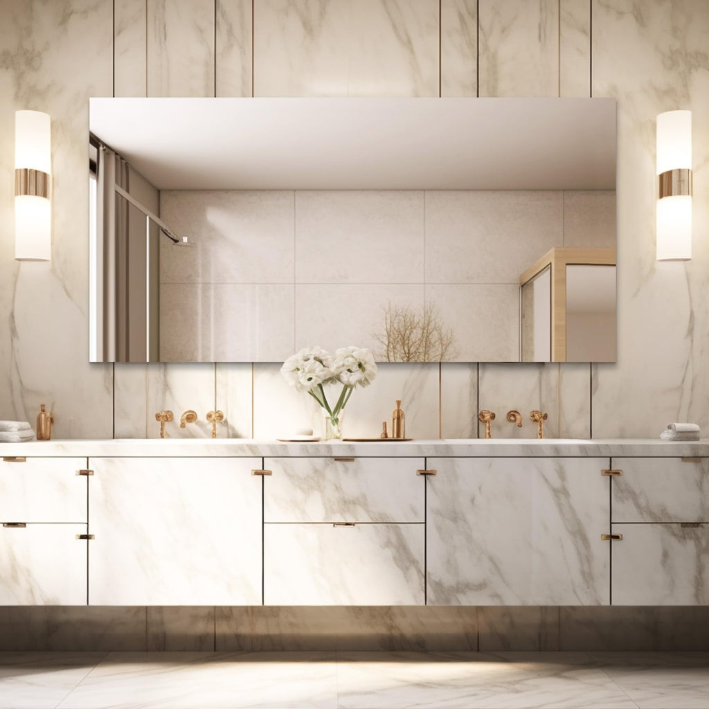 Frameless Wall Mirror 60"x28" Bathroom Vanity Mirror Shatterproof