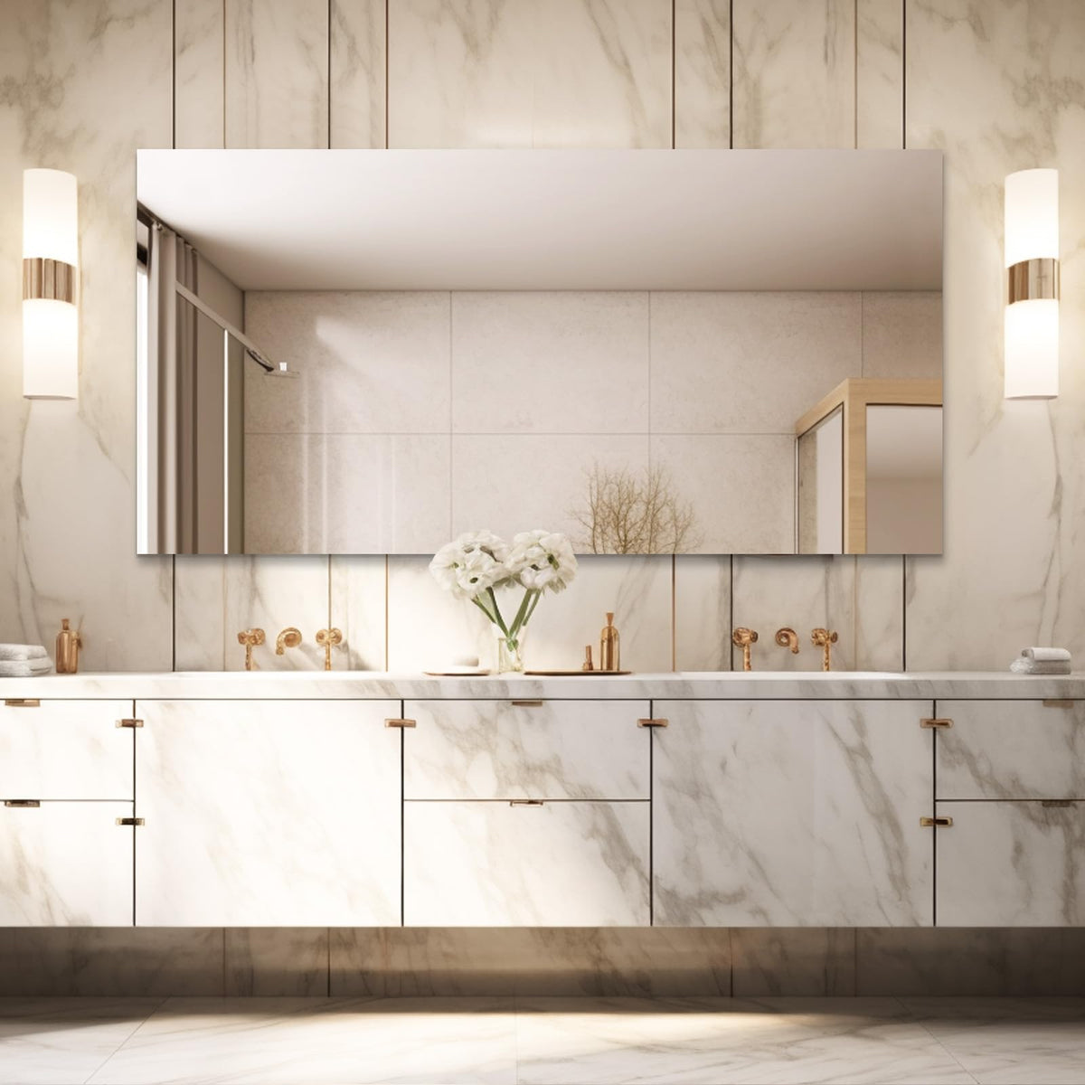 Frameless Wall Mirror 60"x28" Bathroom Vanity Mirror Shatterproof