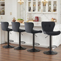 Modern Bar Stools Set of 4, Adjustable Faux Leather Upholstered Swivel Bar Stools, Counter Height Chairs with Back