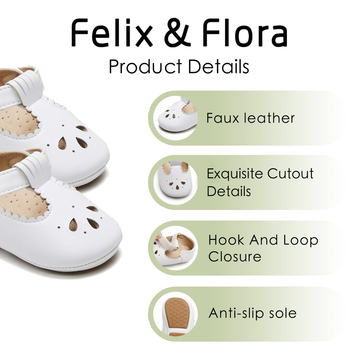 Soft Sole White Baby Shoes - Infant Baby Walking Shoes Moccasinss Rubber Sole Crib (White, Infant)
