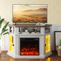 LED Corner Fireplace TV Stand with Mood Lighting, for TVs up to 55" with Storage Cabinets, Entertainment Center