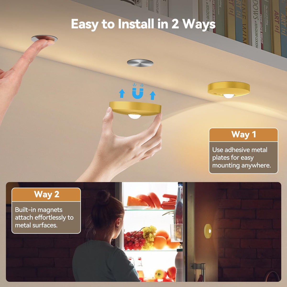 Rechargeable Puck Lights with Remote, 6 Pack Magnetic Under Cabinet Lighting, 1500mAh Battery Operated LED Tap Lights