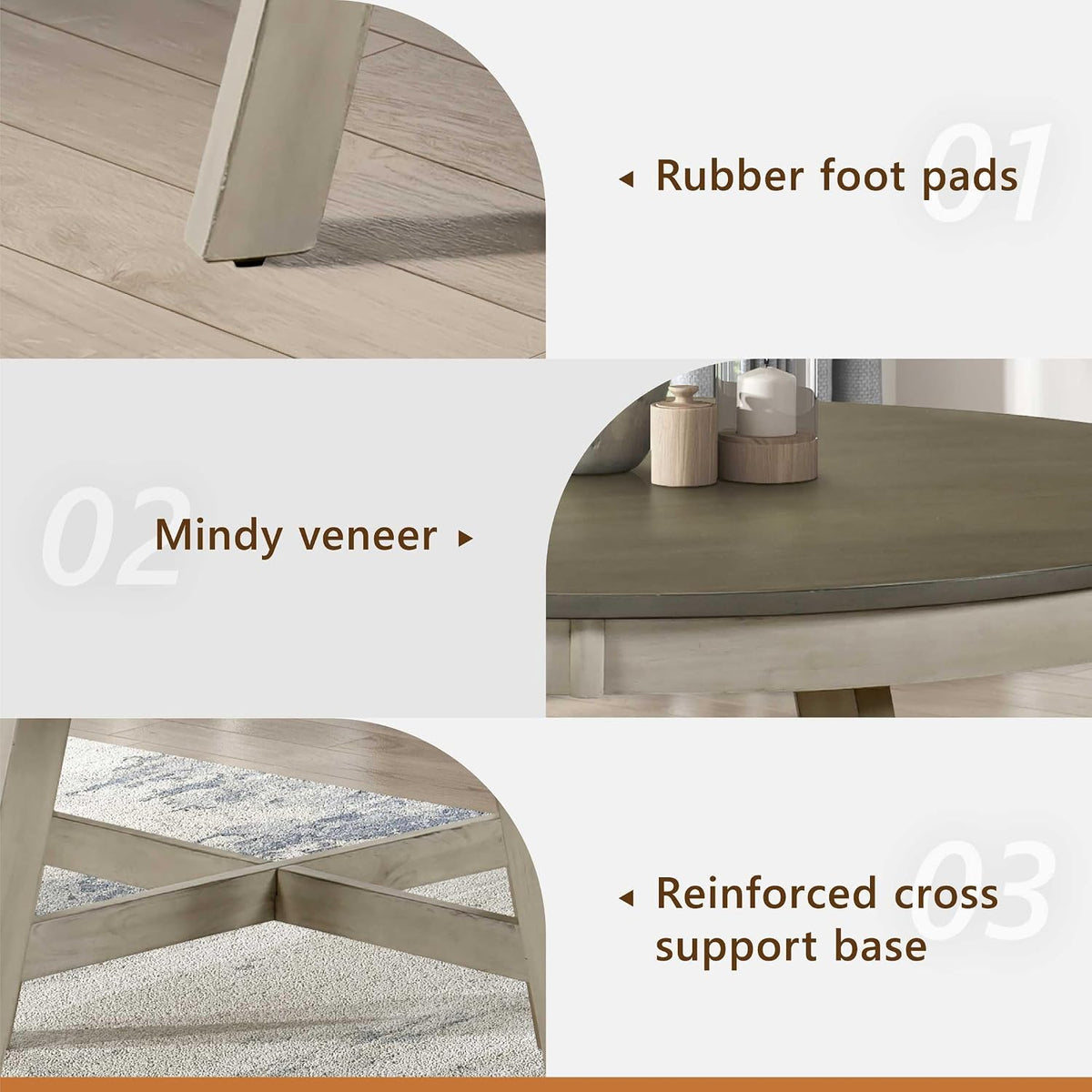 48 Inch Dia. Modern Round Dining Table, Wooden Kitchen Table, Seats for 4 People, Space Saving, for Kitchen, Dining