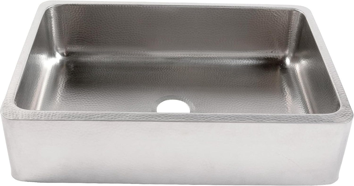 Lange 32 in Stainless Steel Farmhouse Sink, Apron Front | Brushed 16-gauge stainless, apron front undermount, single
