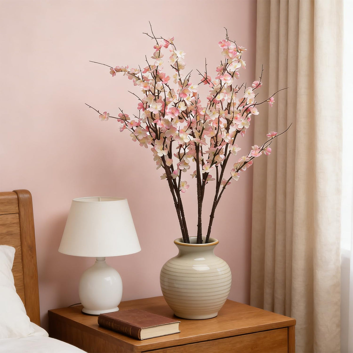 Artificial Cherry Blossom Branches for Vase Faux Cherry Blossom Stems Long Stem Artificial Flowers for Tall Vase (5