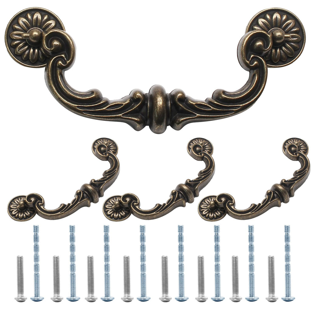 4 Pack Vintage Drawer Pulls 6 in Hole Center Drop Bail Cabinet Pulls