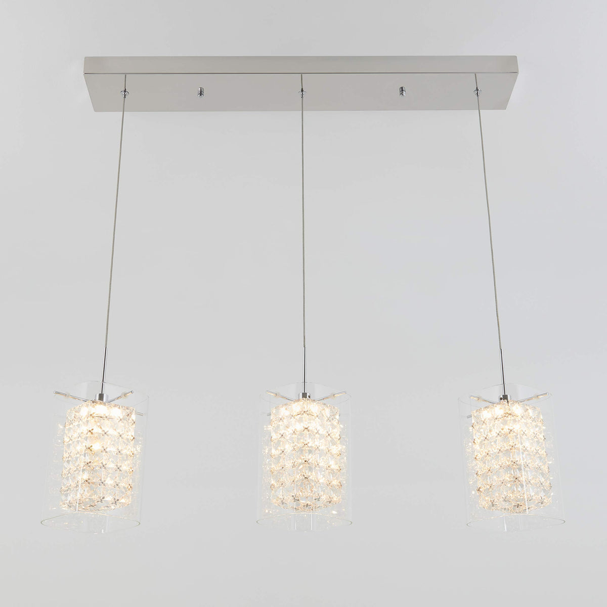 Inspired Nelson Style Bubble Cube Pendant Light, 3, Chrome