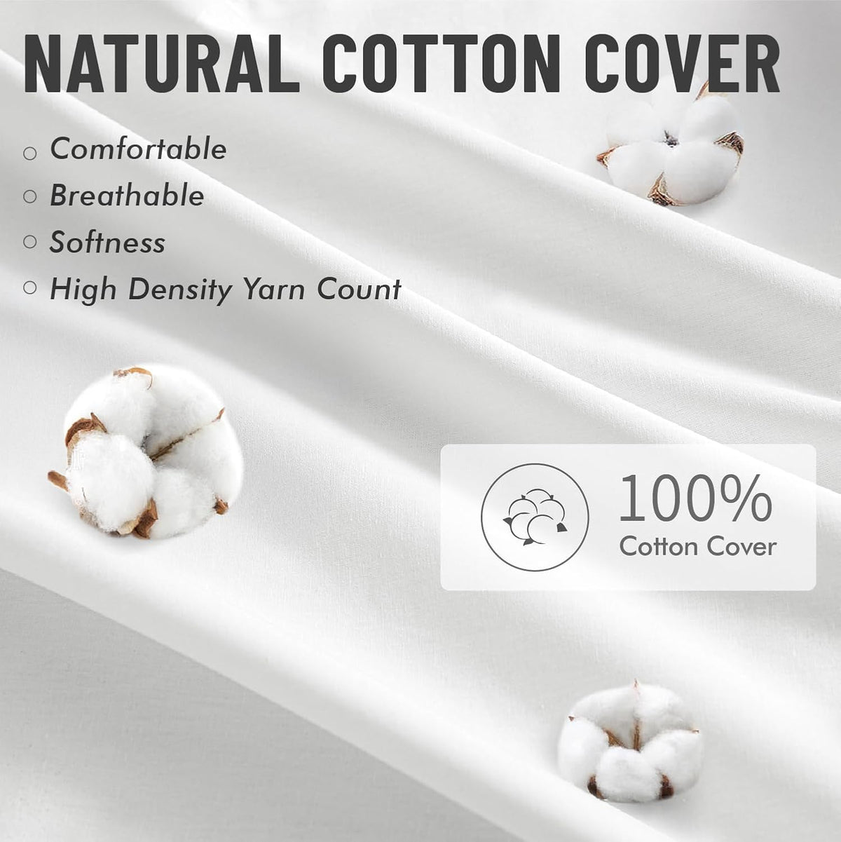 18x18 Inch Pillow Inserts-100% Cotton Cover - Set of 4