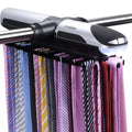 Motorized Tie Rack Closet Organizer with LED Lights Includes J Hooks for Wired Shelving Or Rod Stores Up to 72 Ties &