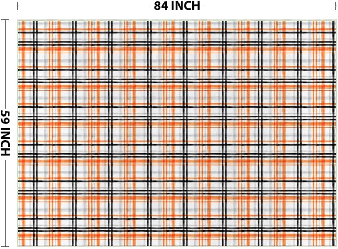 Orange Black Vintage Check Stripes Fall Area Rug