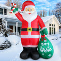 8FT Christmas Inflatable Santa Claus with Candy and Big Gift Bag Outdoor Decoration, Built-in Led Lights Blow Up Xmas