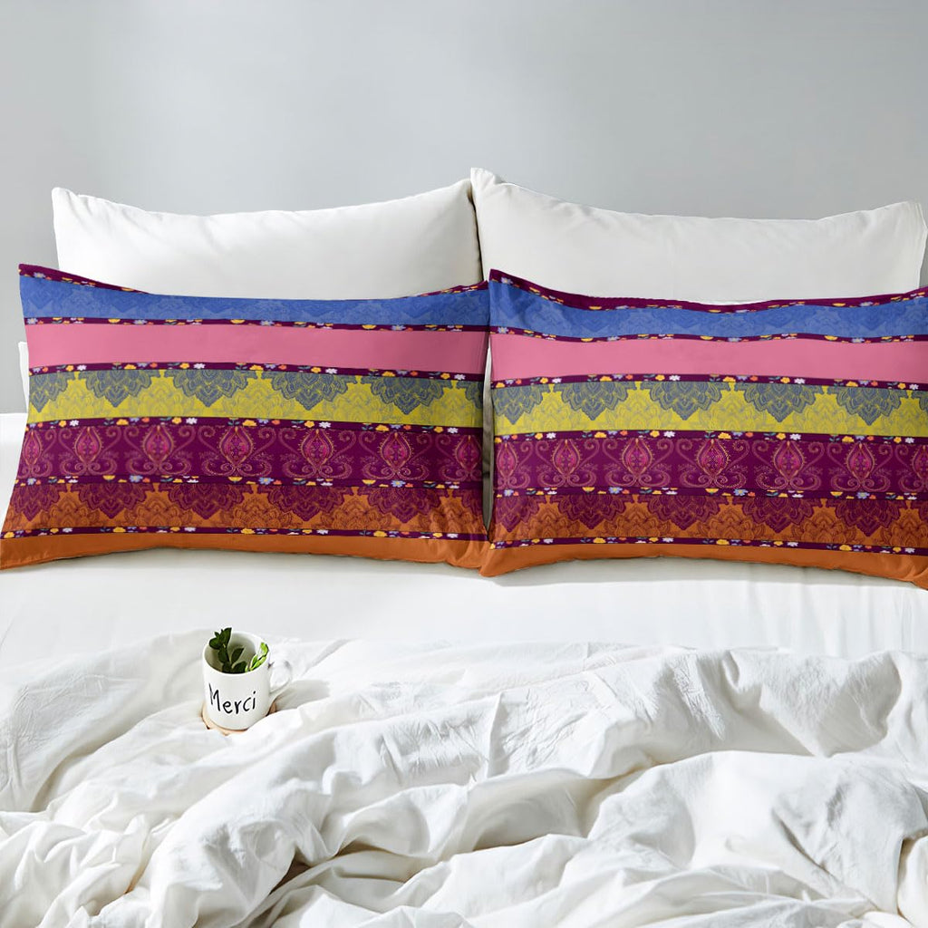 Boho Duvet Cover Paisley Floral Bedding Set, Luxurious Mexican Style Comforter Cover Set Full Size Bohemian