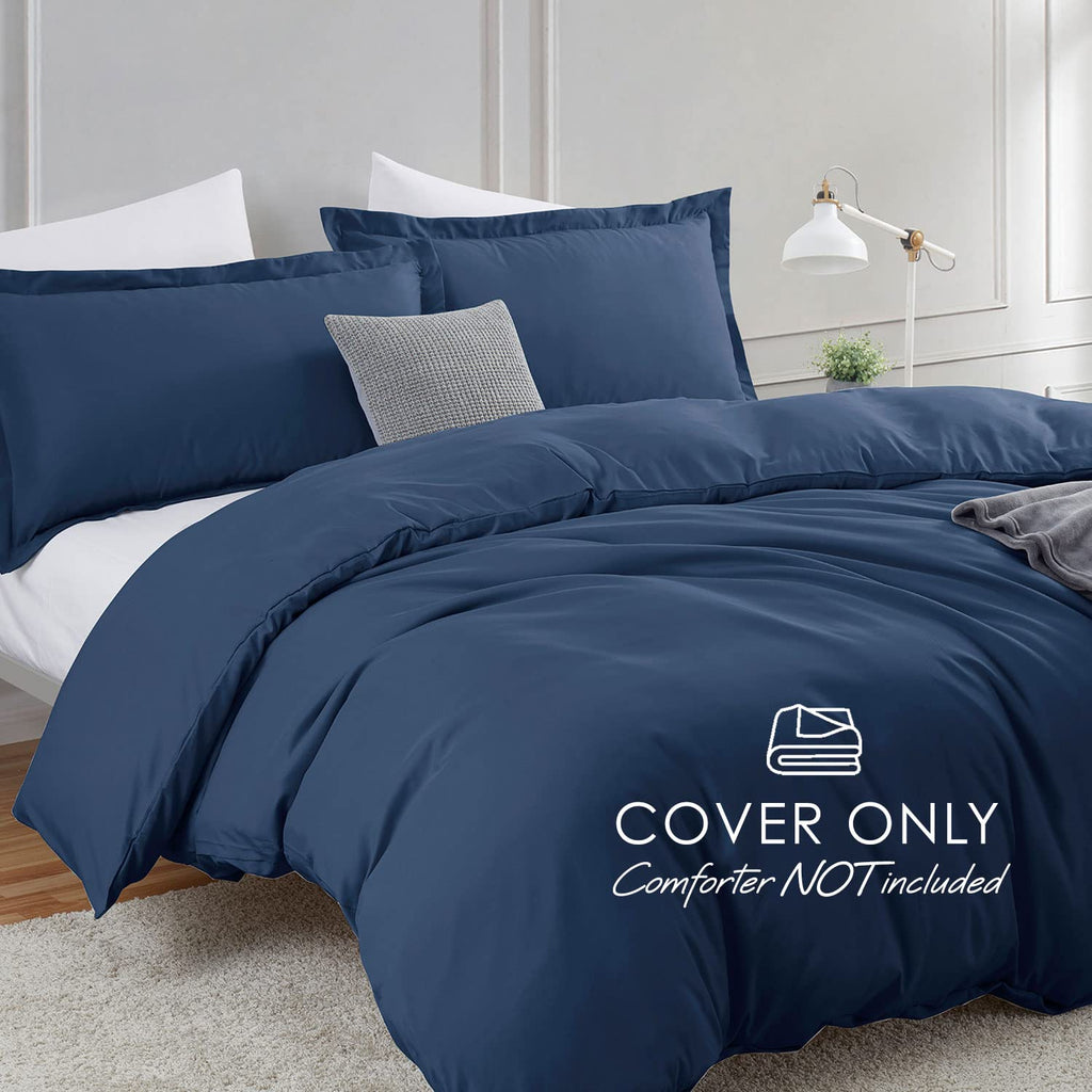 Navy Blue Duvet Cover, 3 Piece Bedding Set