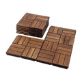 Deck Tiles - Pack of 10 Waterproof Acacia Wood Patio Tiles, Flooring Tile for Indoor and Outdoor - 12 x 12 inches